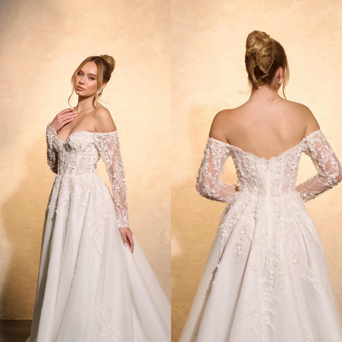 Embroidery Online Designs - Vestido de casamento elegante linha a