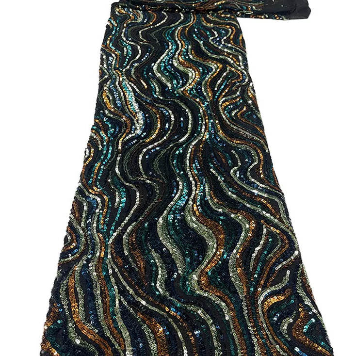 Embroidery Beads - Tecido de malha macia com bordado