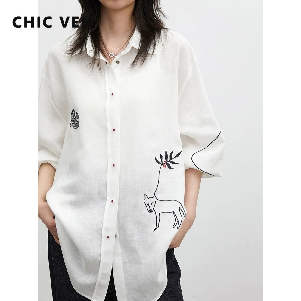 Embroidery Uniform - Camisa Feminina CHIC VEN Branca com