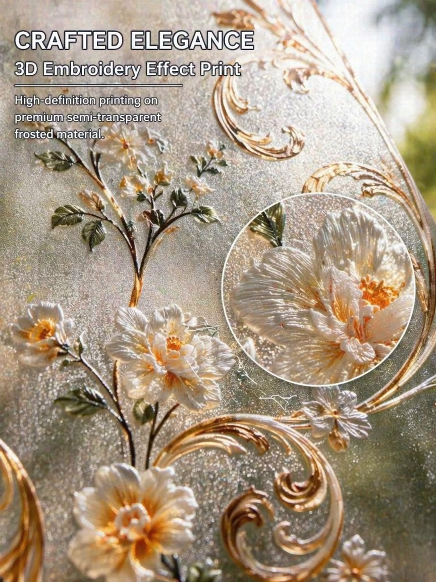 Embroidery Diy - Película de Privacidade Fosca com Padrão