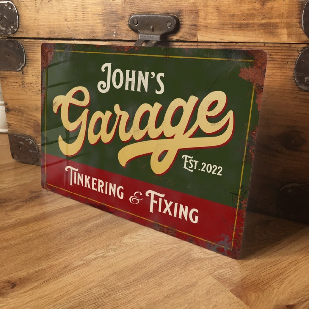 Embroidery Water - Sinal de metal de garagem personalizado
