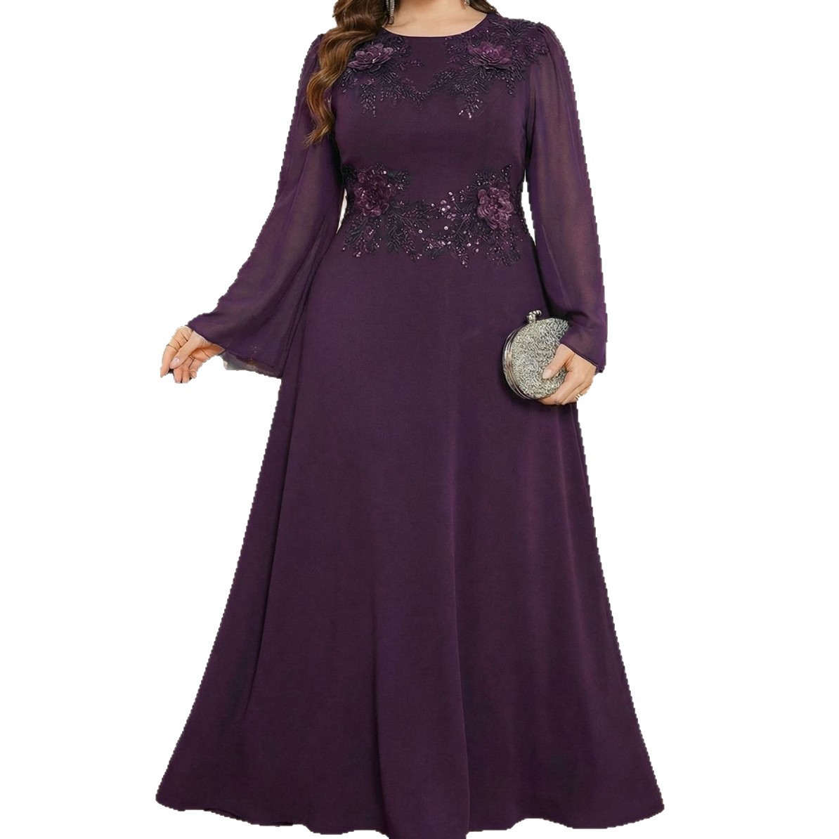 Embroidery Beads - Vestido de Festa Formal Plus Size