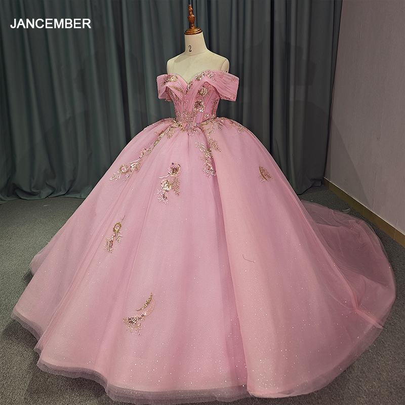Embroidery Charm - Vestido de baile brilhante rosa querida,