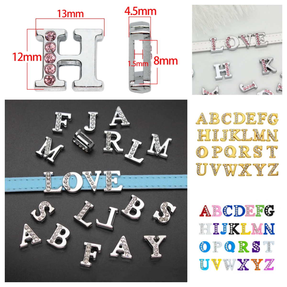 Embroidery Charm - 50 Peças/lote Pingente Deslizante DIY com