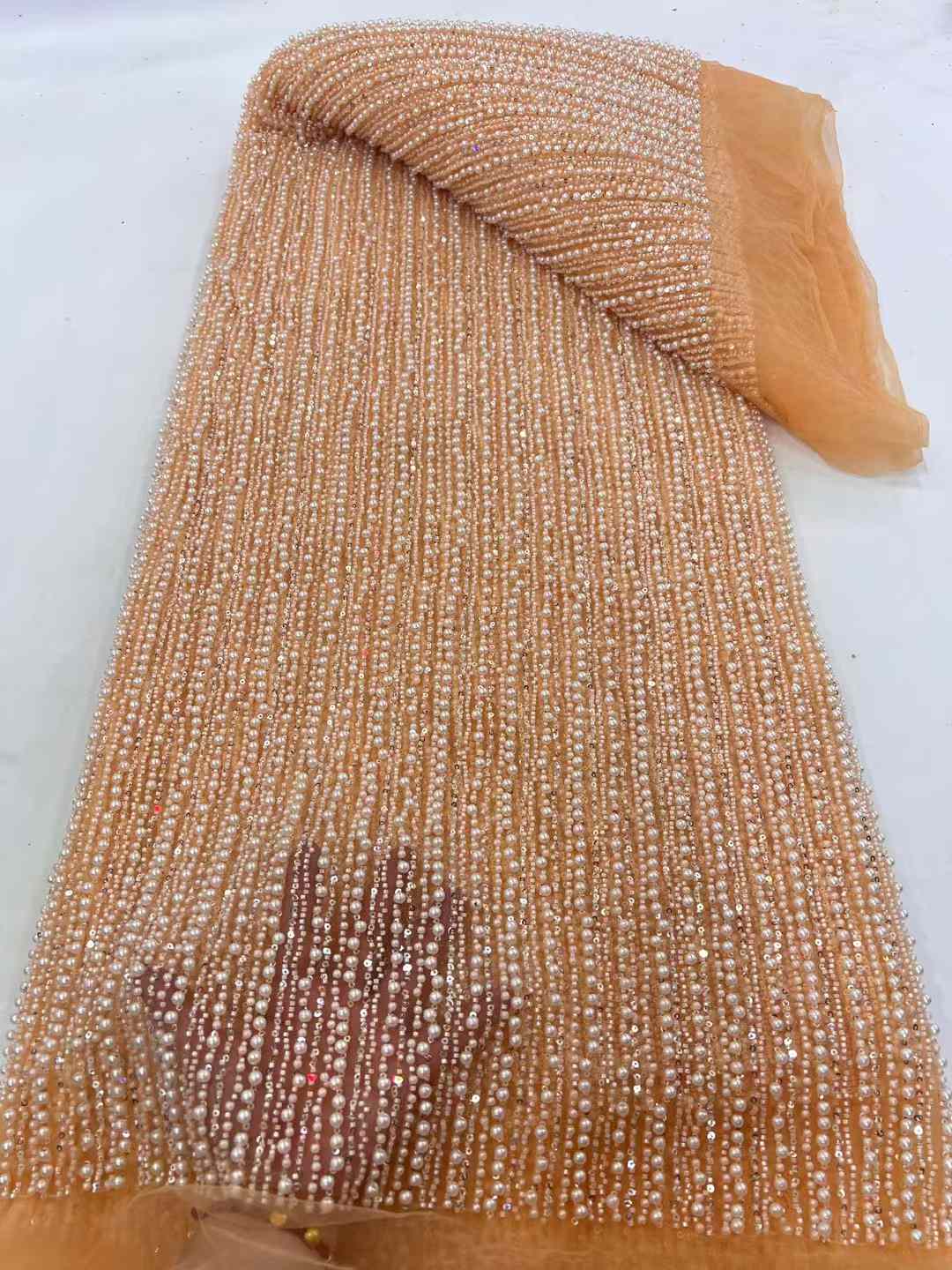 Grânulos pesados feitos à mão  - Embroidery Net Dress avaliação e preço