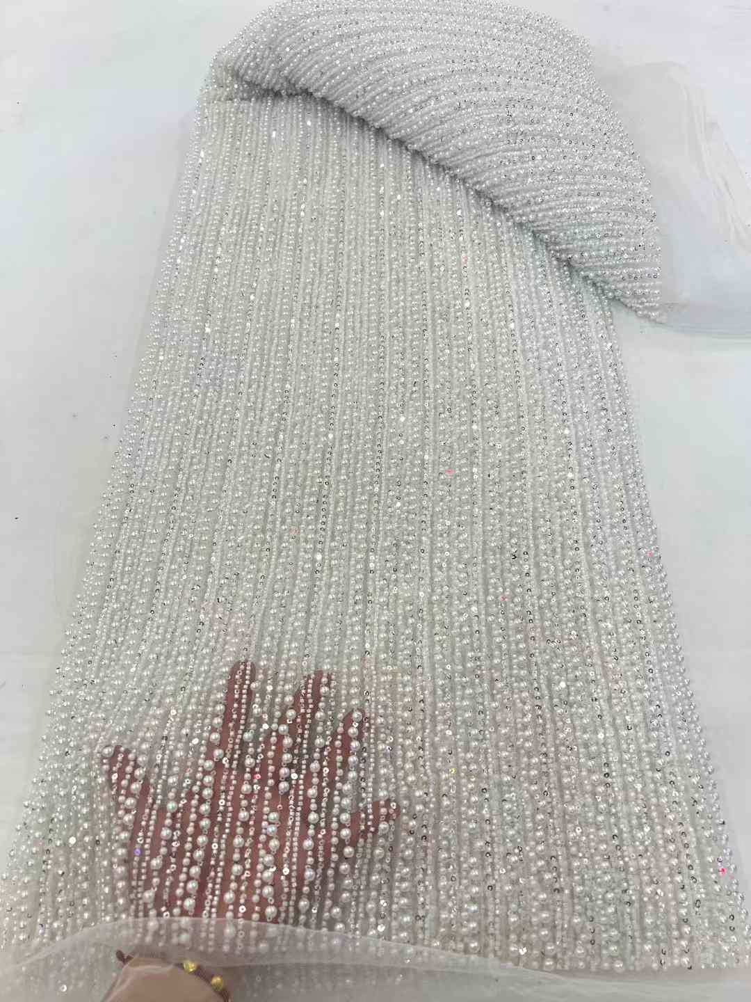 Grânulos pesados feitos à mão  - Embroidery Net Dress avaliação e preço