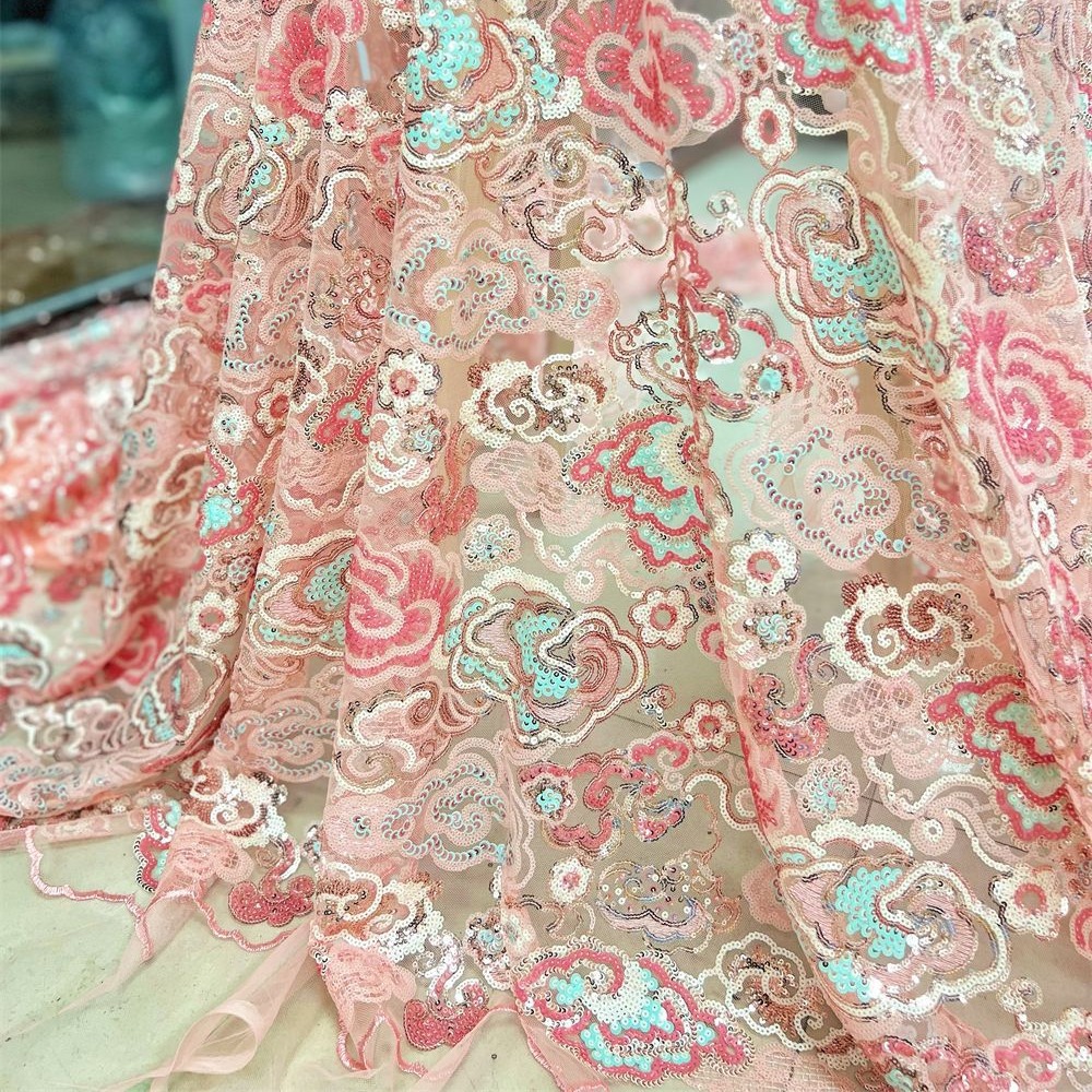 2 Jardas/lote Tecido de Renda  - Embroidery Net Dress avaliação e preço