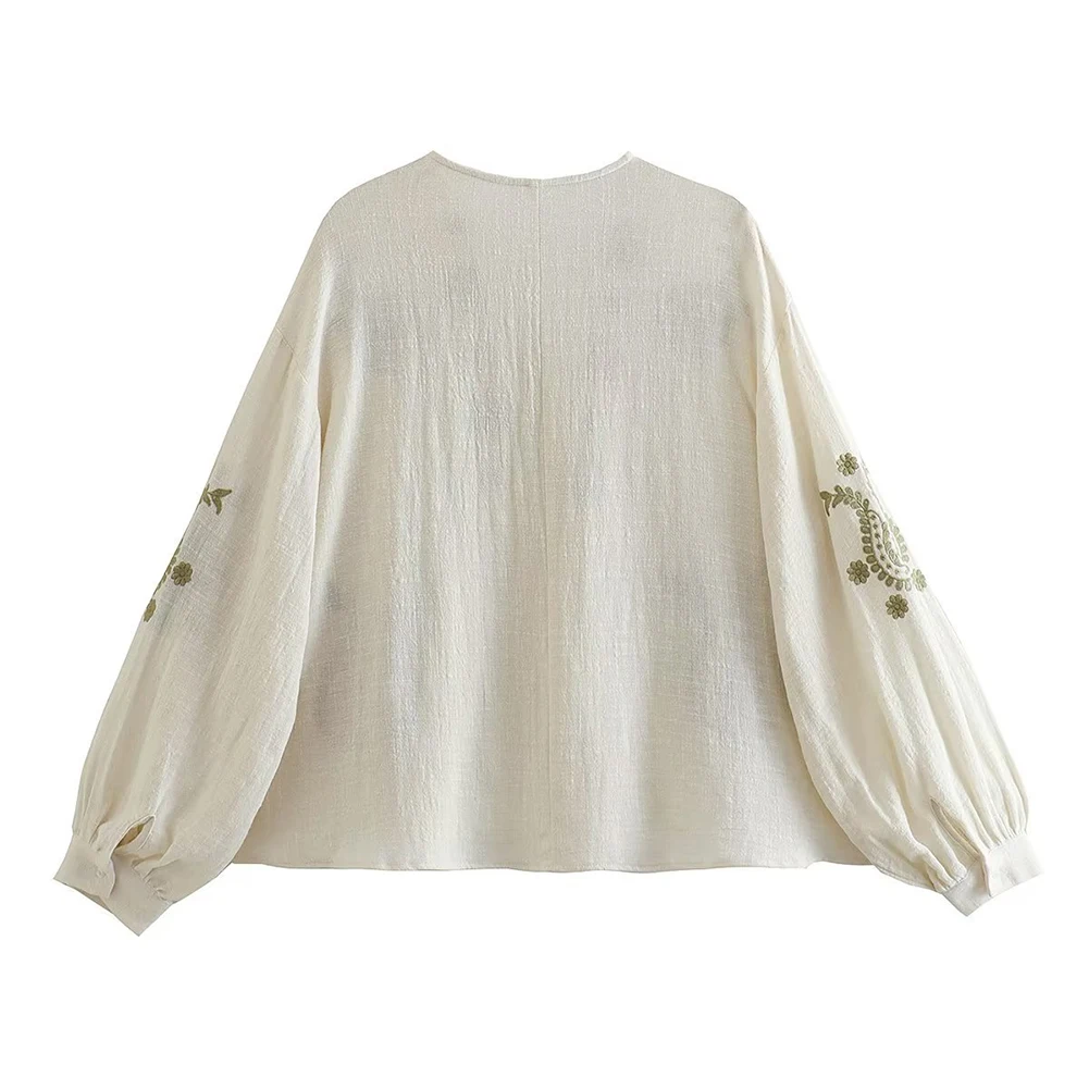 Nova camisa feminina solta bor - Embroidery Uniform avaliação e preço