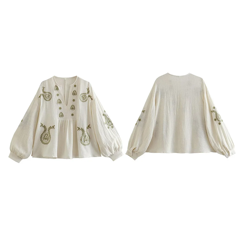 Nova camisa feminina solta bor - Embroidery Uniform avaliação e preço