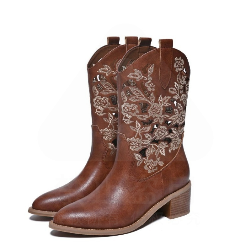 Botas Femininas Retrô de Couro - Embroidery Designer avaliação e preço
