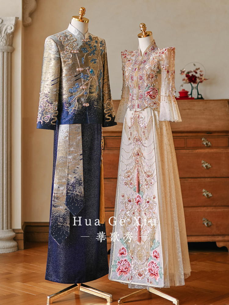 Conjunto Xiuhe de Vestido de C - Embroidery Beads avaliação e preço