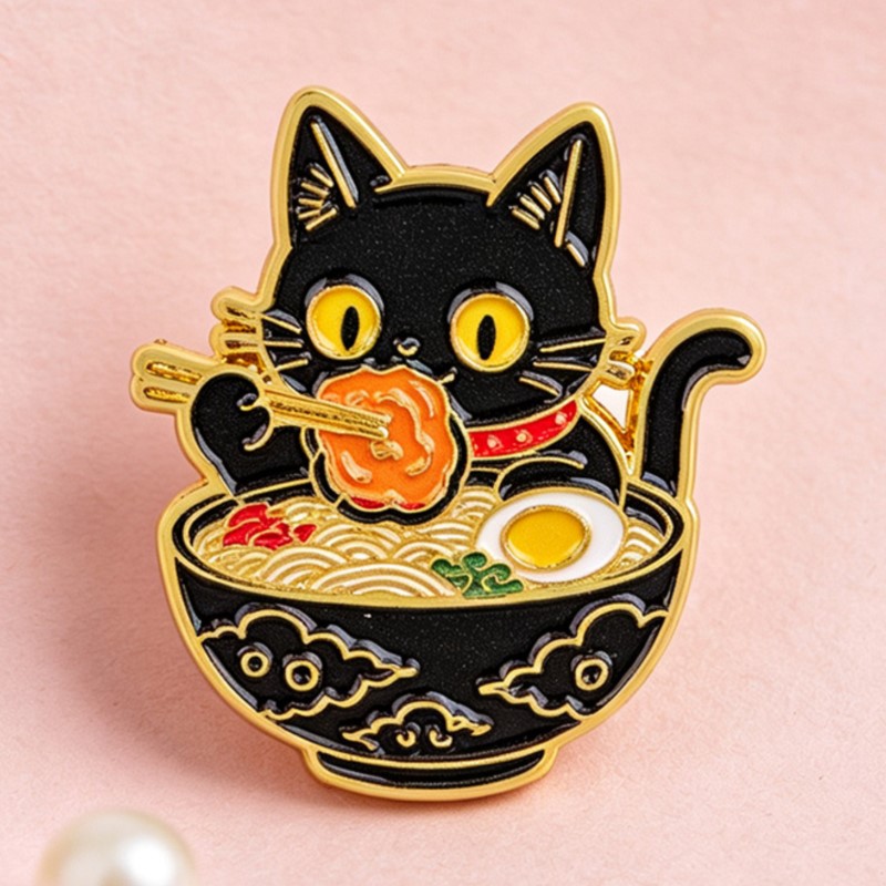 Broche de Esmalte de Gato Pret - Embroidery Garment avaliação e preço